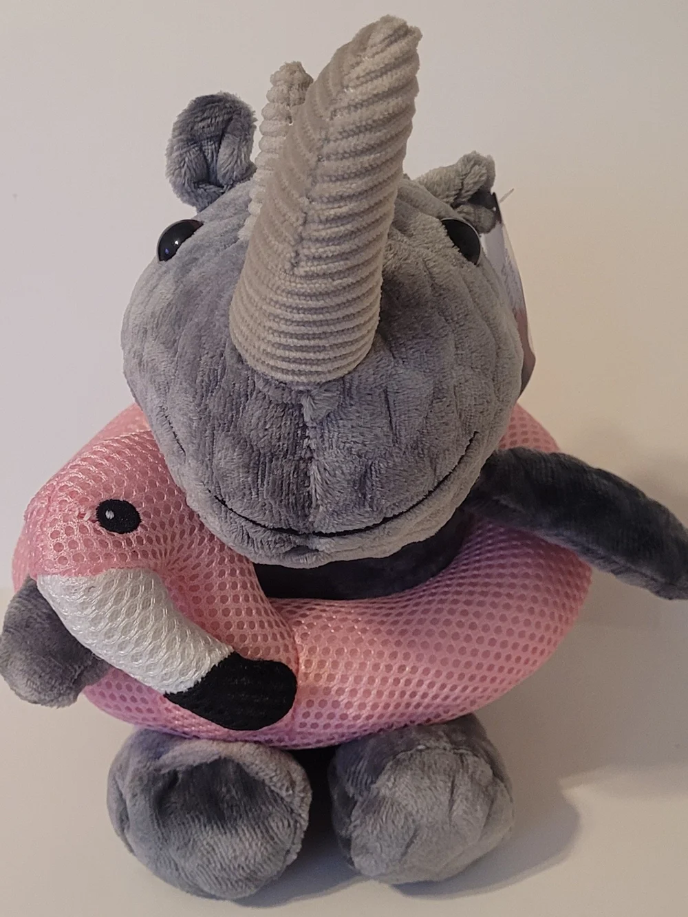 Walmart Summer Plush Rhino Pink Flamingo Swim Ring Pool Float Stuffed Animal NWT